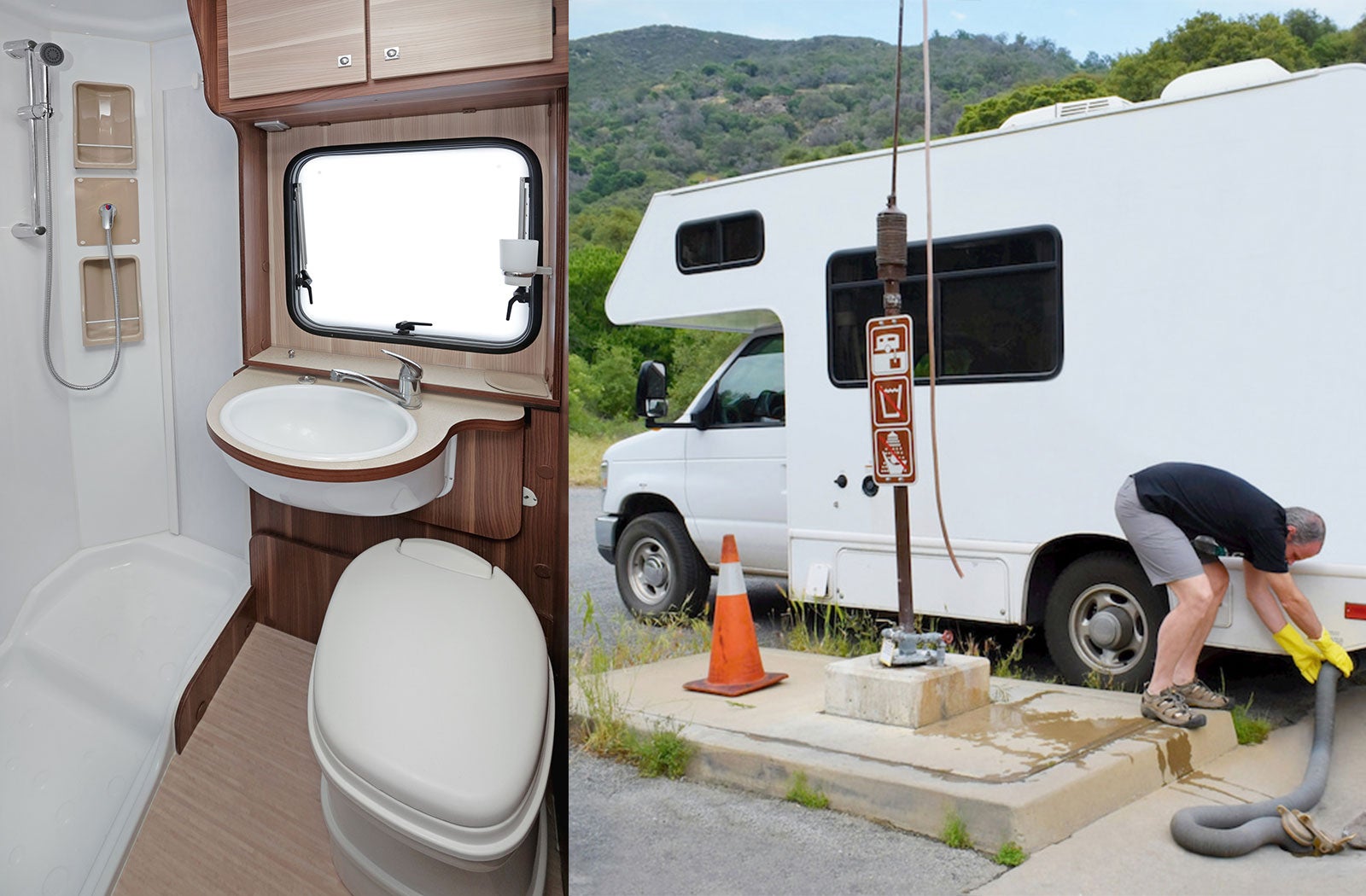 Portable RV/camper toilet and holding tank setup in Advance, North Carolina