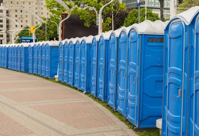 Seasonal porta potty units set up at a Advance, North Carolina venue